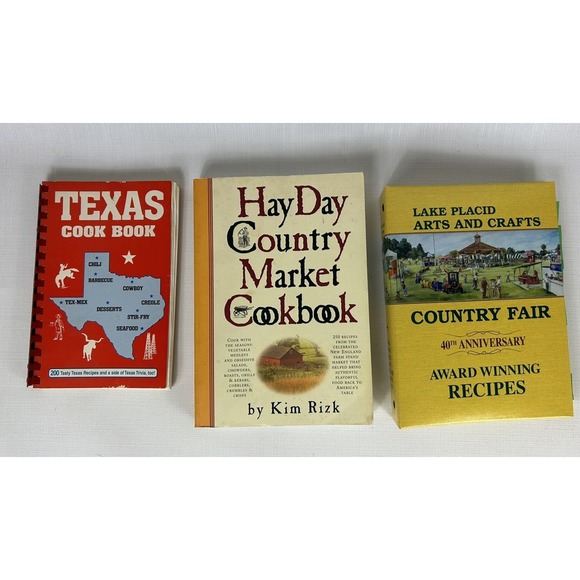 Other - Lot of 3 Cookbooks: The Hay Day Country‎ , Texas Cookbook, Lake Placid Country